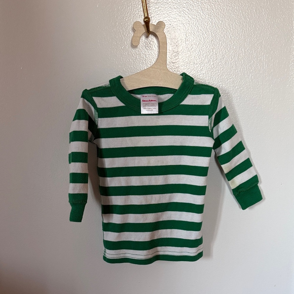 3/$25 Hanna Andersson Green Striped Kids Shirt, 6-12m, worn twice